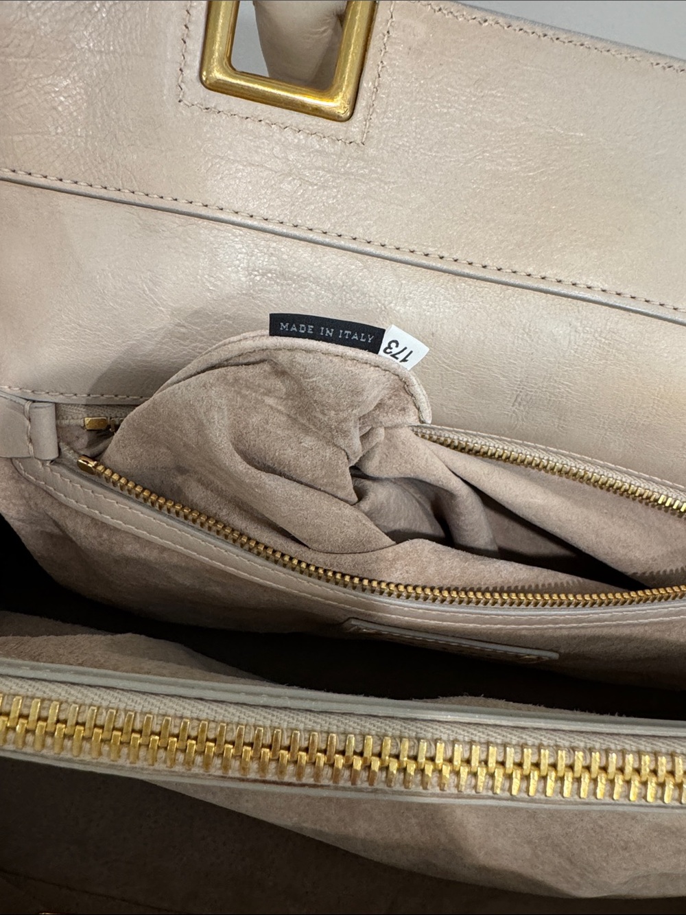 PRADA Nude Leather Top-Handle Satchel with Gold Hardware - Picture 12 of 16